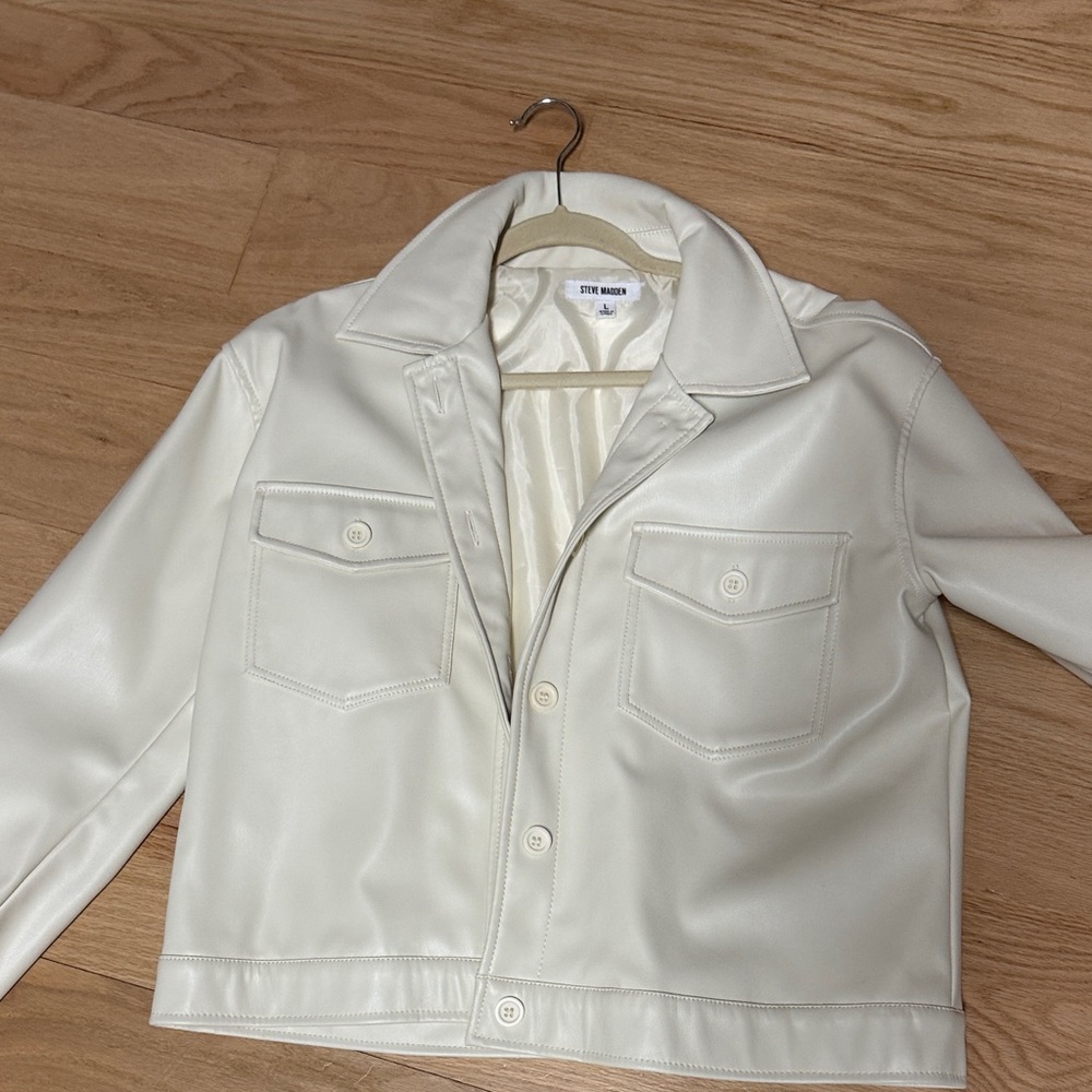 Steve Madden Cream Leather Jacket